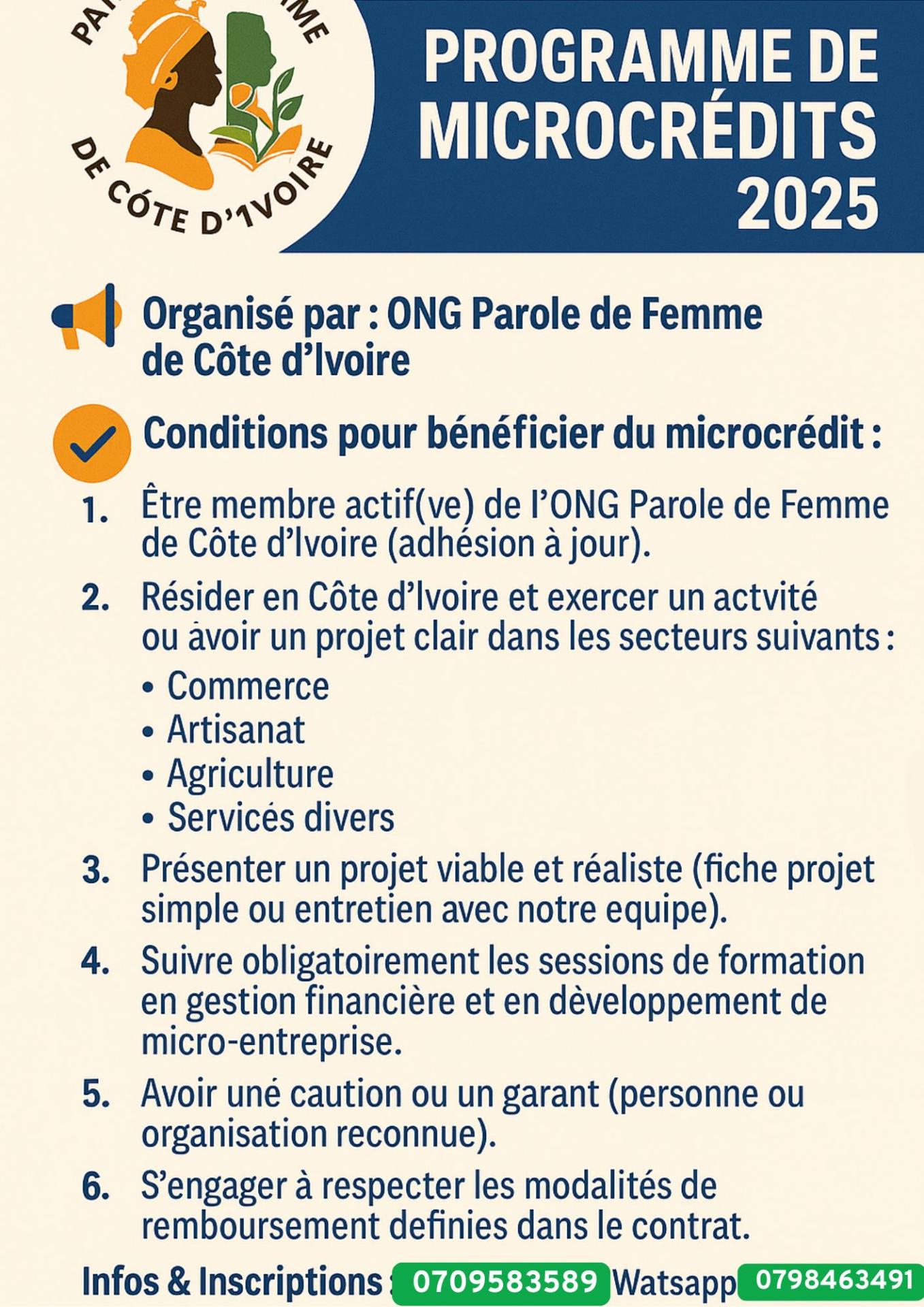 Flyer condition du micro credit